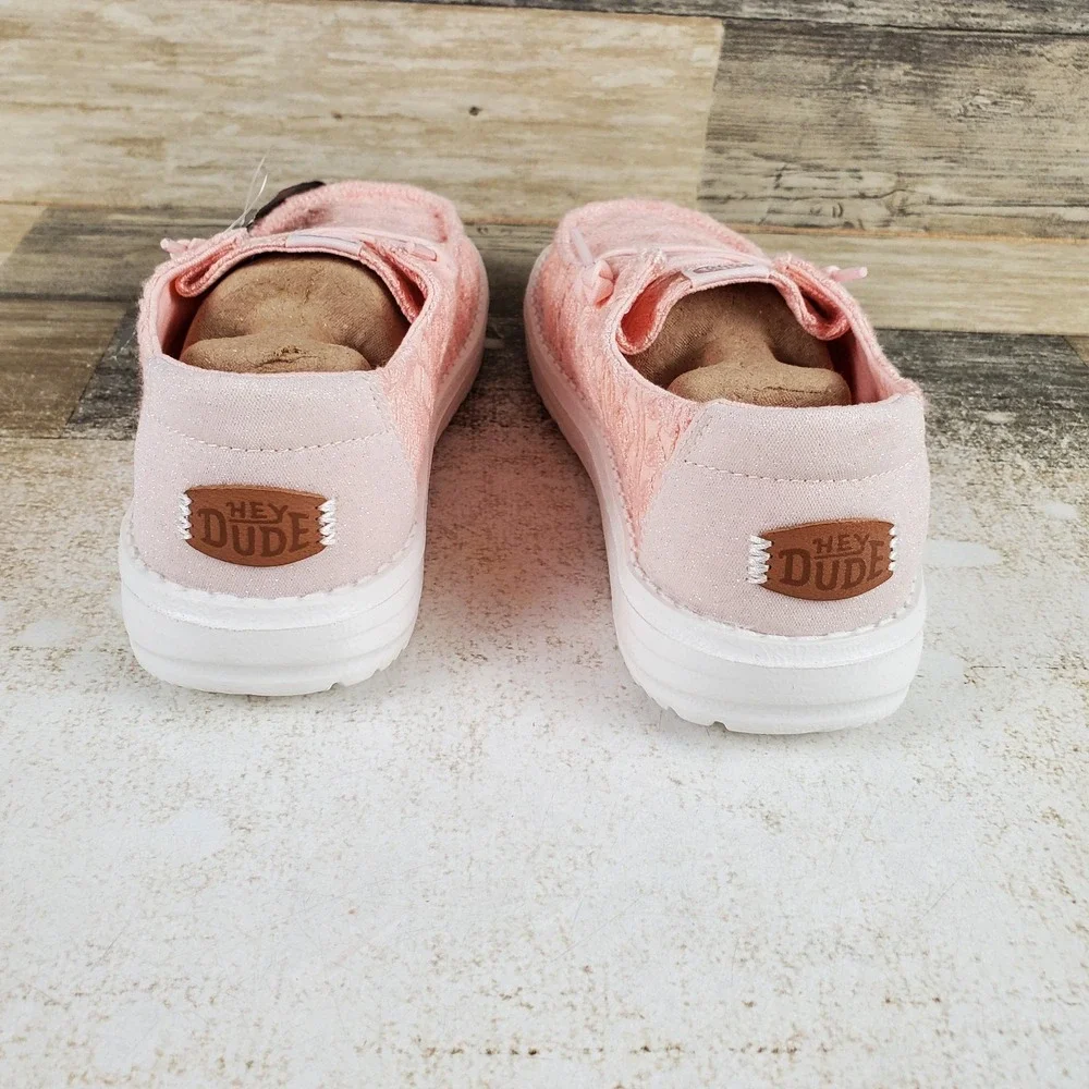 Hey Dude Wendy Crochet Lace Kids Loafer Shoes Sz 13 C13 Pale Pink White Lace-Up